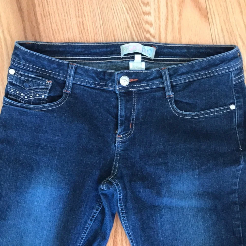 Tyte Jeans Embellished Low Rise Junior Jeans Size 11 Denim Blue Straight Leg
